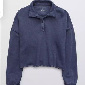 Fleece Cropped Polo Sweatshirt